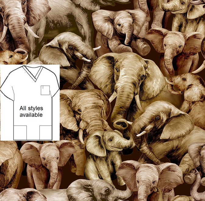 AA21622 - Elephant Gathering animal print scrubs
