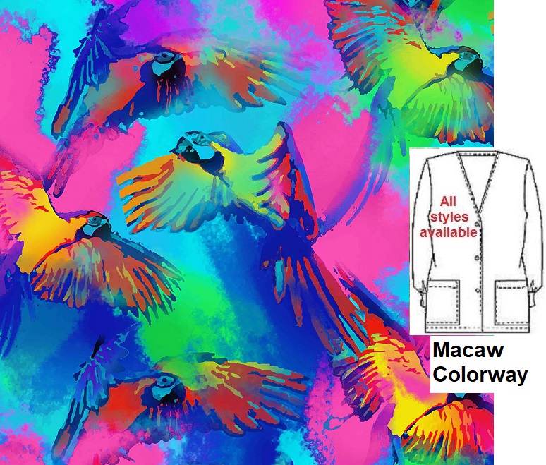 macaw colorway scrub tops