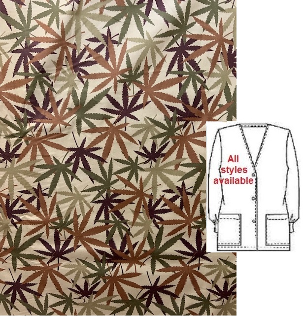 camo cannabis marijuana print scrubs