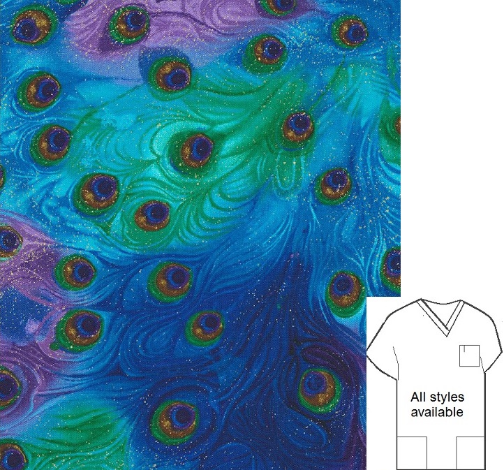 AWW51221 - Peacock Plume animal print scrubs