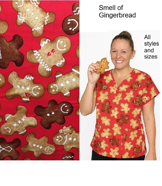 HOL8011025 - Smell Of Gingerbread Holiday Print Scrubs