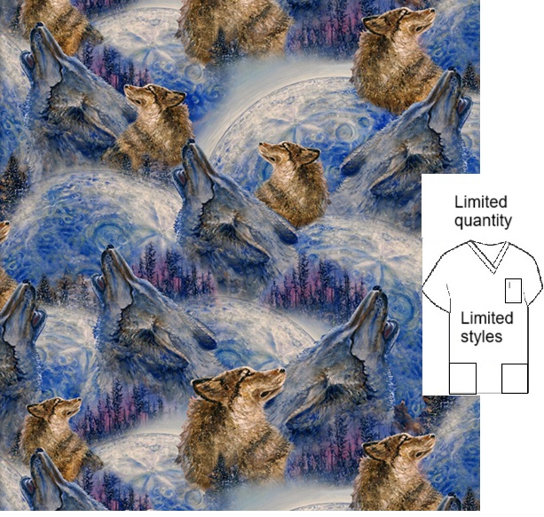 AW102522 - Mystic Moon Wolf Pack scrub tops