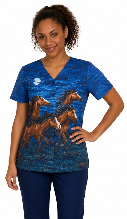 thunder ridge animal horse print scrub top