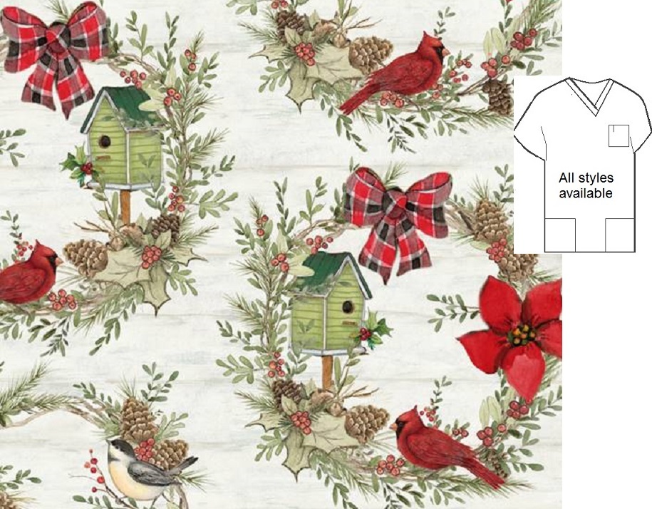 NEW Scrubs ~ Christmas Print Scrub Top ~  S ~ Holiday Delight Gold ~ # 506 