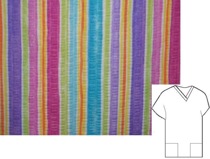 RM04528M - Tooty Fruity Stripes unique print scrubs