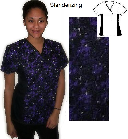 In space print scrubs women