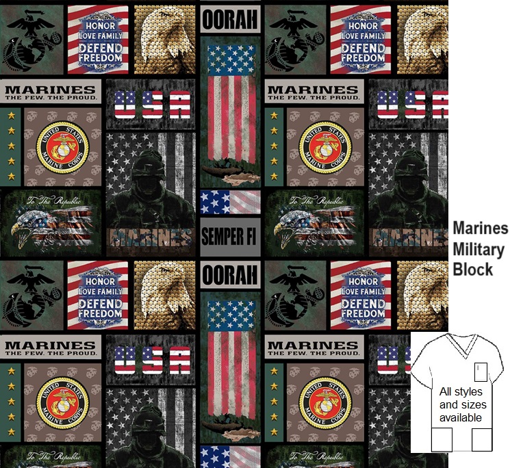 Marines military block scrub tops