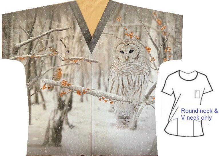 anticipation animal print scrubs with owls