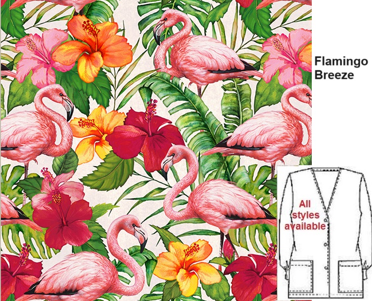 flamingo breeze animal print scrub tops