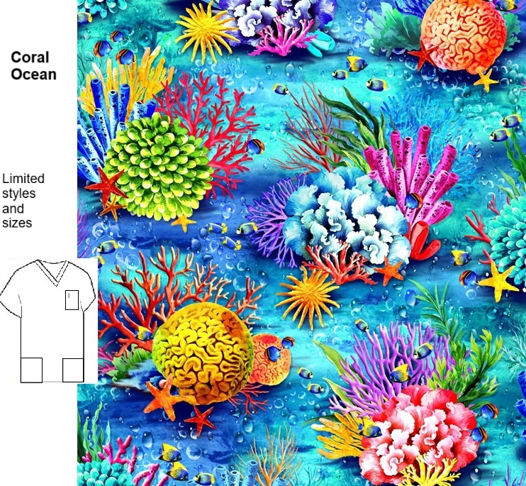 AO81424LIMITED - Coral ocean theme scrubs