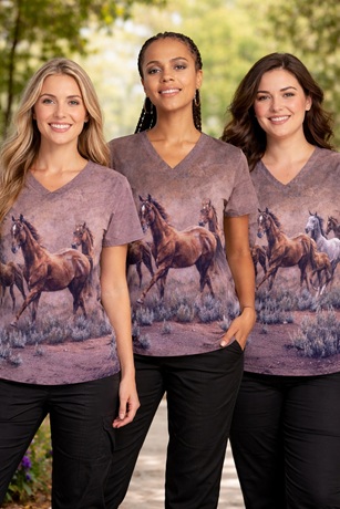 Ah3226 - Untamed Spirit horse print scrub tops