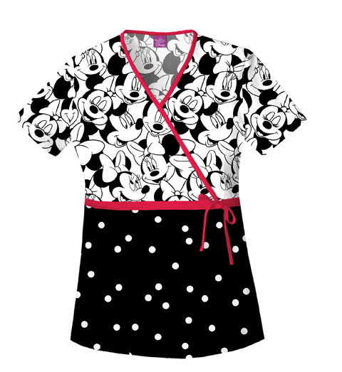 CHERMINNIEWRAP1X - 1X Big Minnie Print Mock Wrap from Cherokee