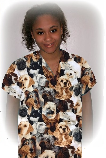 RM31519MED - Lotsa Dogs veterinary animal print scrubs