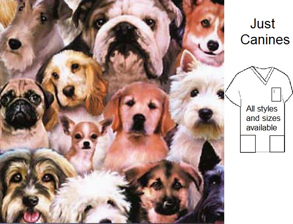 VET3123 - Just Canines dog print scrub tops