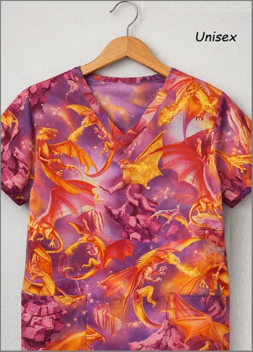 spirit of dragon fantasy scrub top