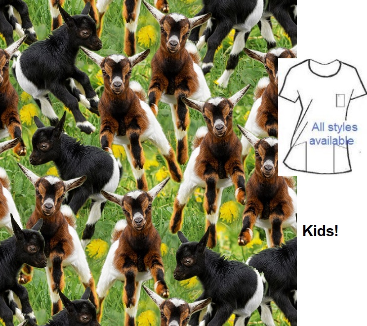 kids scrub tops goats