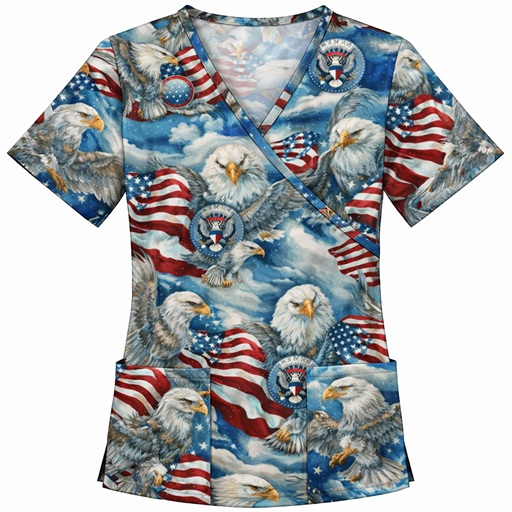 Eagle Patriots mock wrap tall scrub top