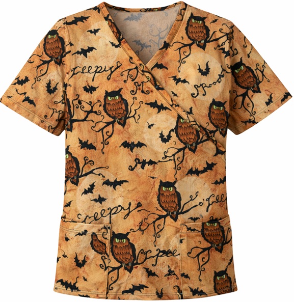 RM121314S - OUT ON A LIMB -mock wrap scrub top