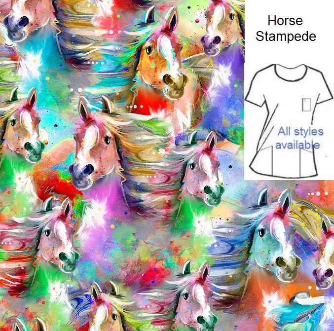 AH3123 - Horse Stampede  scrub tops