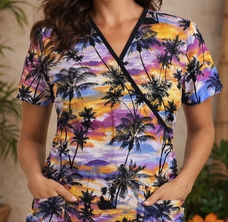 RM42LIMITED - TROPICAL SUNSET scrub top