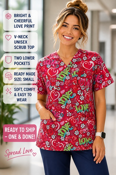 Feeling the love scrub top