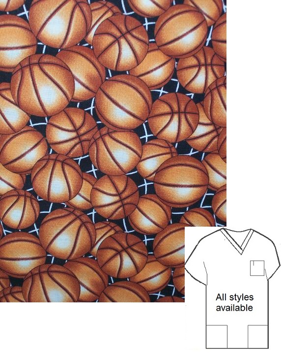 RM417511X - Basketball printed scrub top