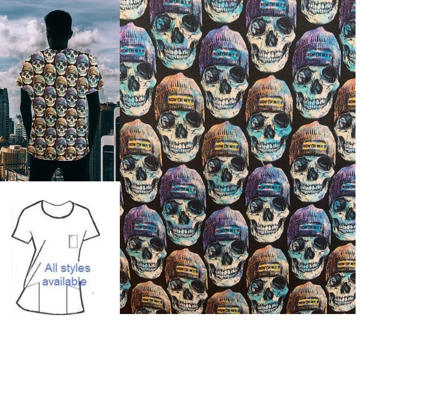 now or never biker skull print scrubs