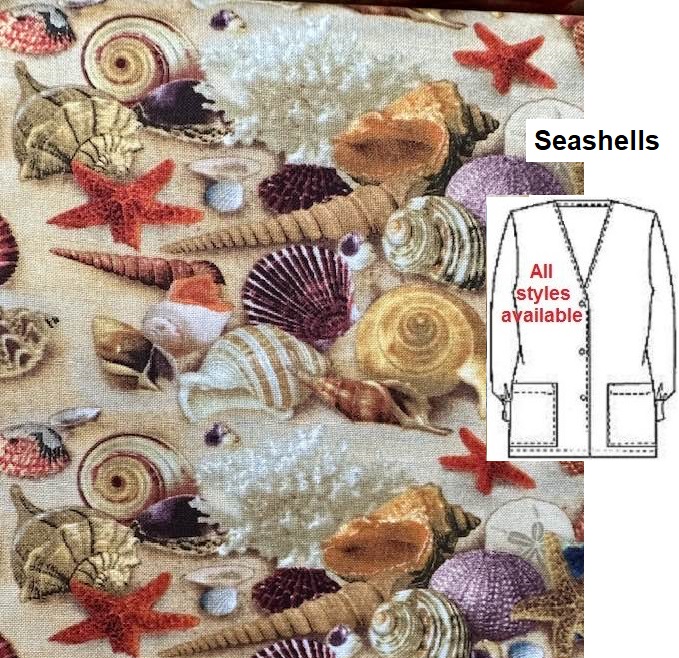 seashells tropical scrub tops