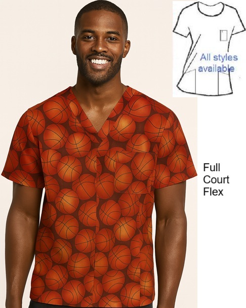 full court flex basketball print scrubs