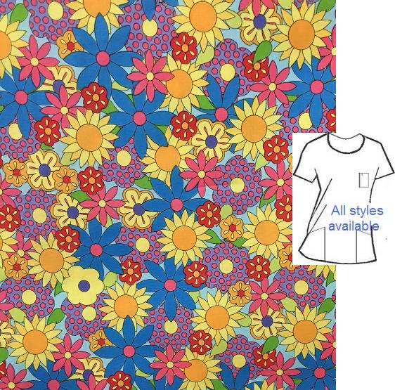 spring time flower scrubs for women