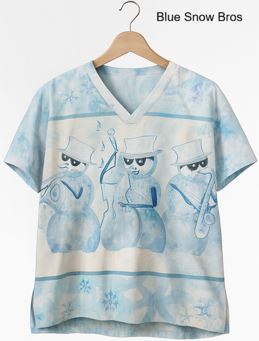 blue snow bros scrub tops
