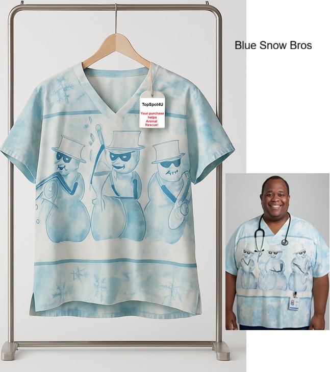 H111121 - Blue Snow Bros scrub tops
