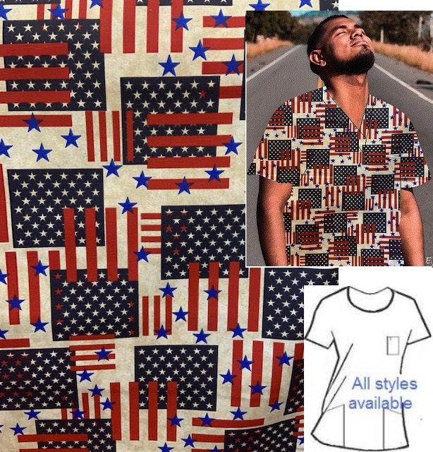 SUP91220 - Patriotism unique patriotic print scrubs