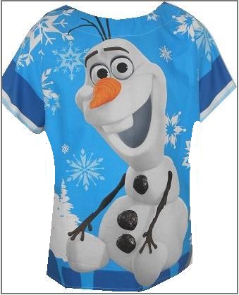 olaf big print cartoon character scrubs