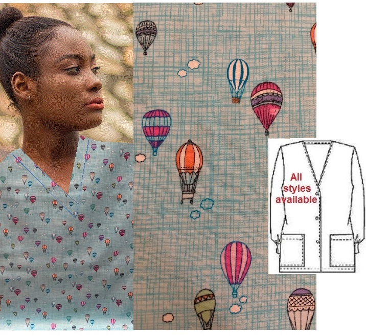 balloons cotton print scrubs