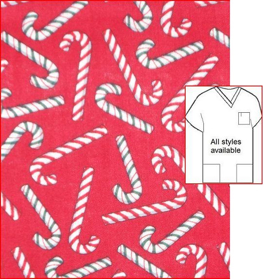 candy cane Christmas holiday print scrubs