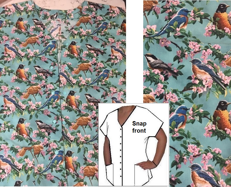 cherry blossom birds animal print scrubs