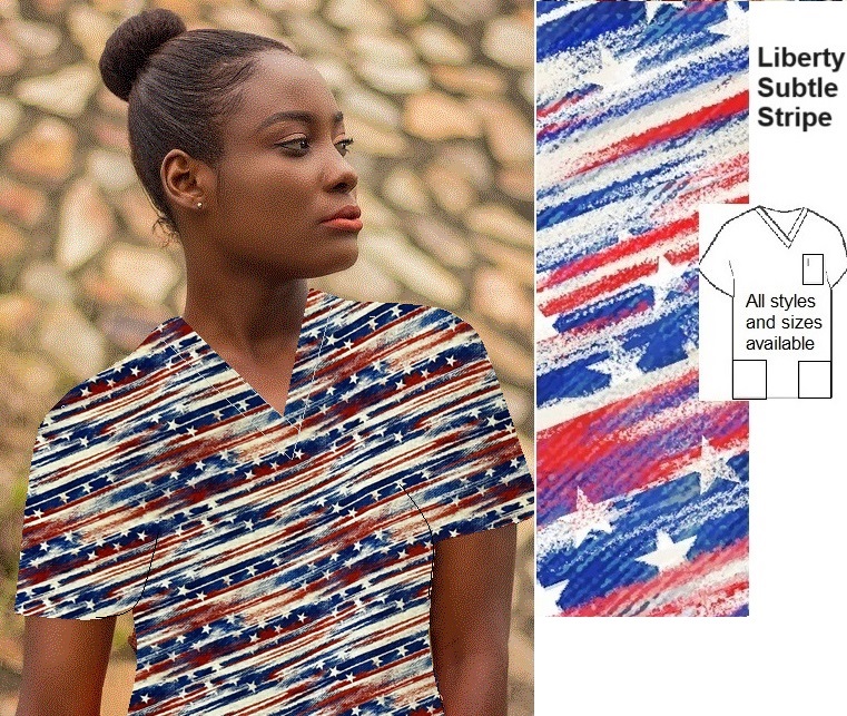 PAT31924 - Liberty Stripe patriotic scrub tops