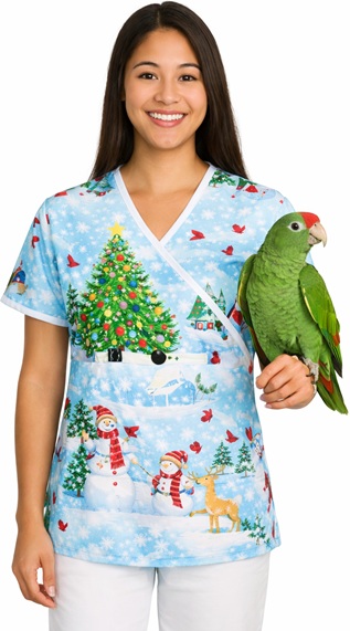 Christmas village ready made holiday scrub top