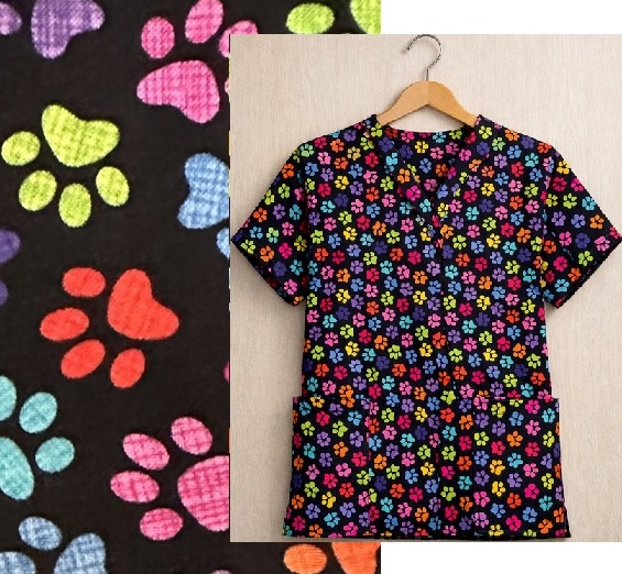 VET20LIMITED - COLORFUL PAW PRINT scrub top