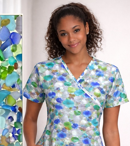 AOT31813 - BEACH GLASS tropical print scrubs