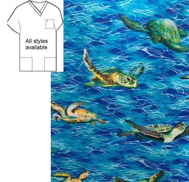 AO9121A - Endangered Sea Turtles animal print scrubs