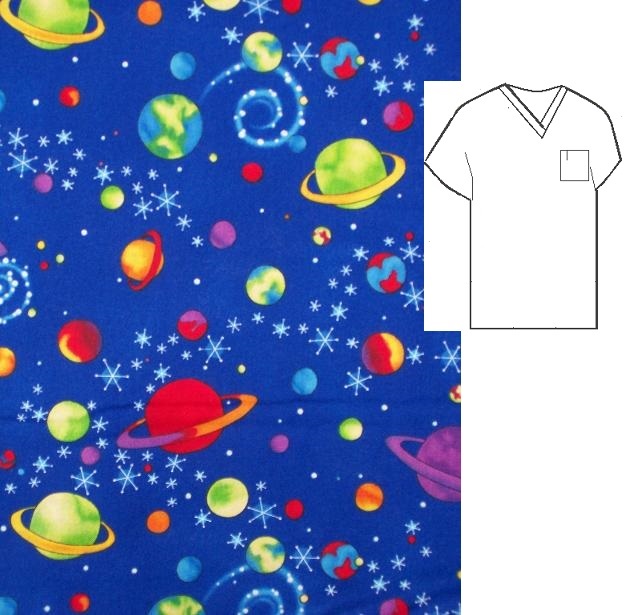 CEL3521LIMITED - Outer Space printed scrub tops