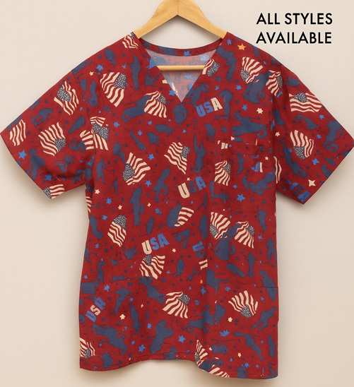 SPAT11326 - Red Valor military printed scrub tops