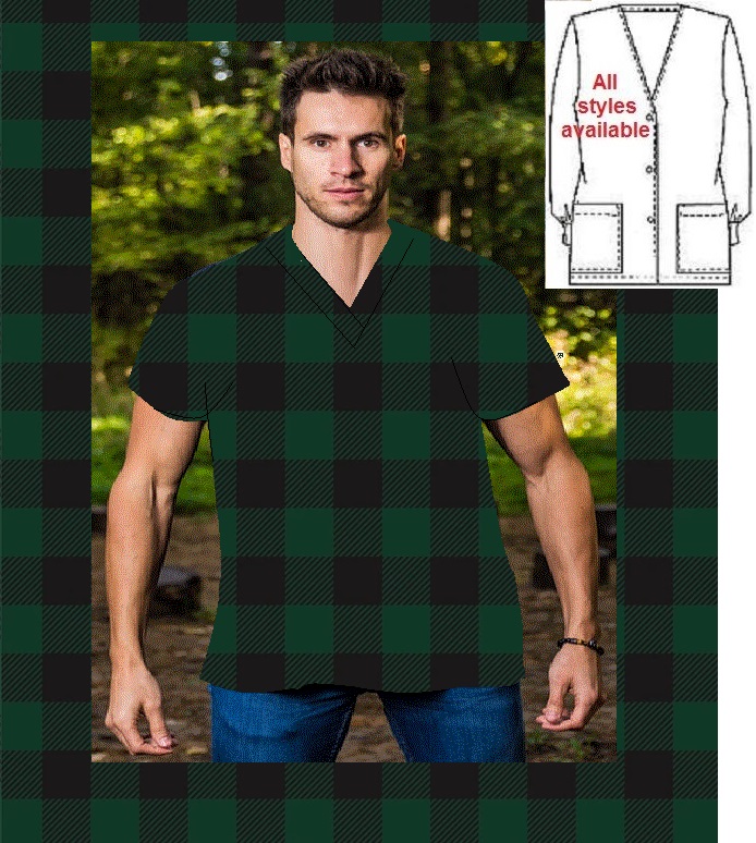 buffalo plaid print scrubs