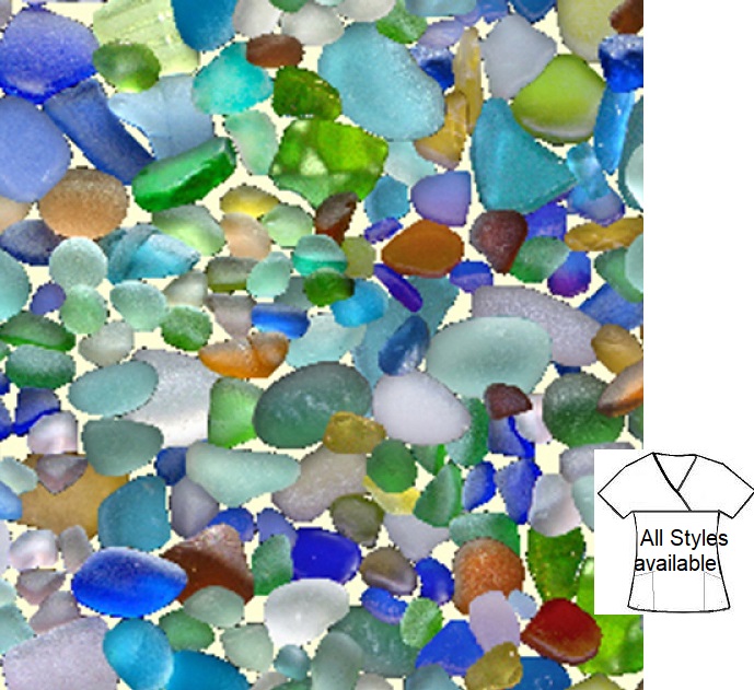 beach glass unique scrub tops