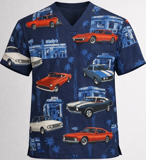 M12814HOFF - TROPICAL PRINT Scrubs for Men