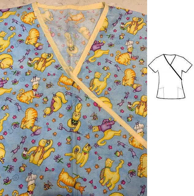 RM51617M - Happy Cats On Blue veterinary print scrubs