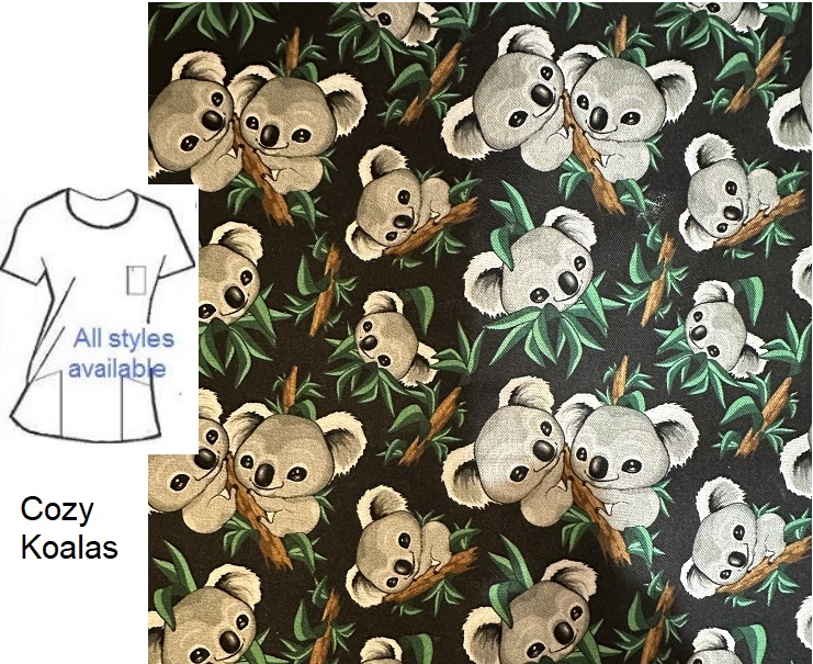 AWW53123 - Cozy Koalas animal print scrub tops