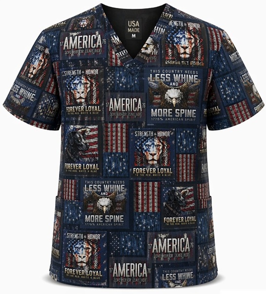 PAT31324 - STRENGTH & HONOR patriotic scrub tops